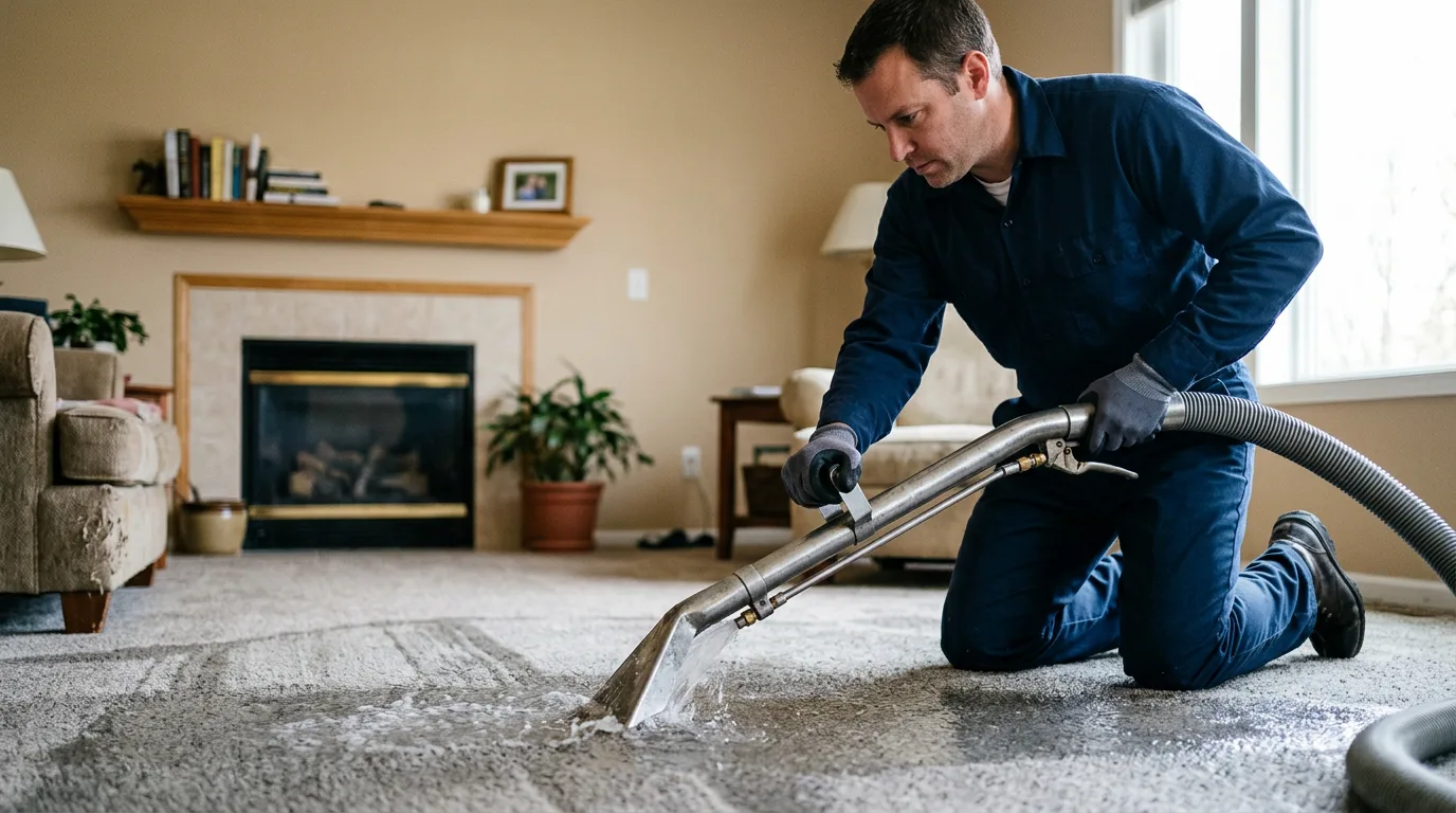 Water damage restoration technician working near Hartford, OH